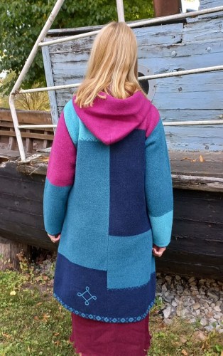 T-640 ZZ Long a-line woolen knitted coat-